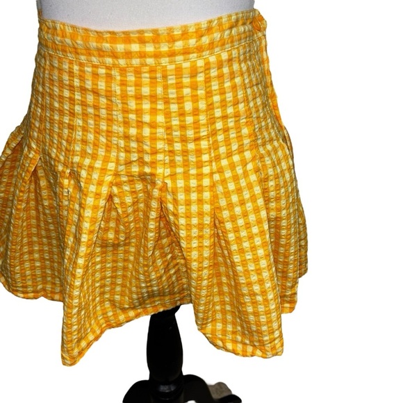 Urban Outfitters Women's M Medium Katie Plaid Mini Skirt Pleated Seersucker - Picture 3 of 6